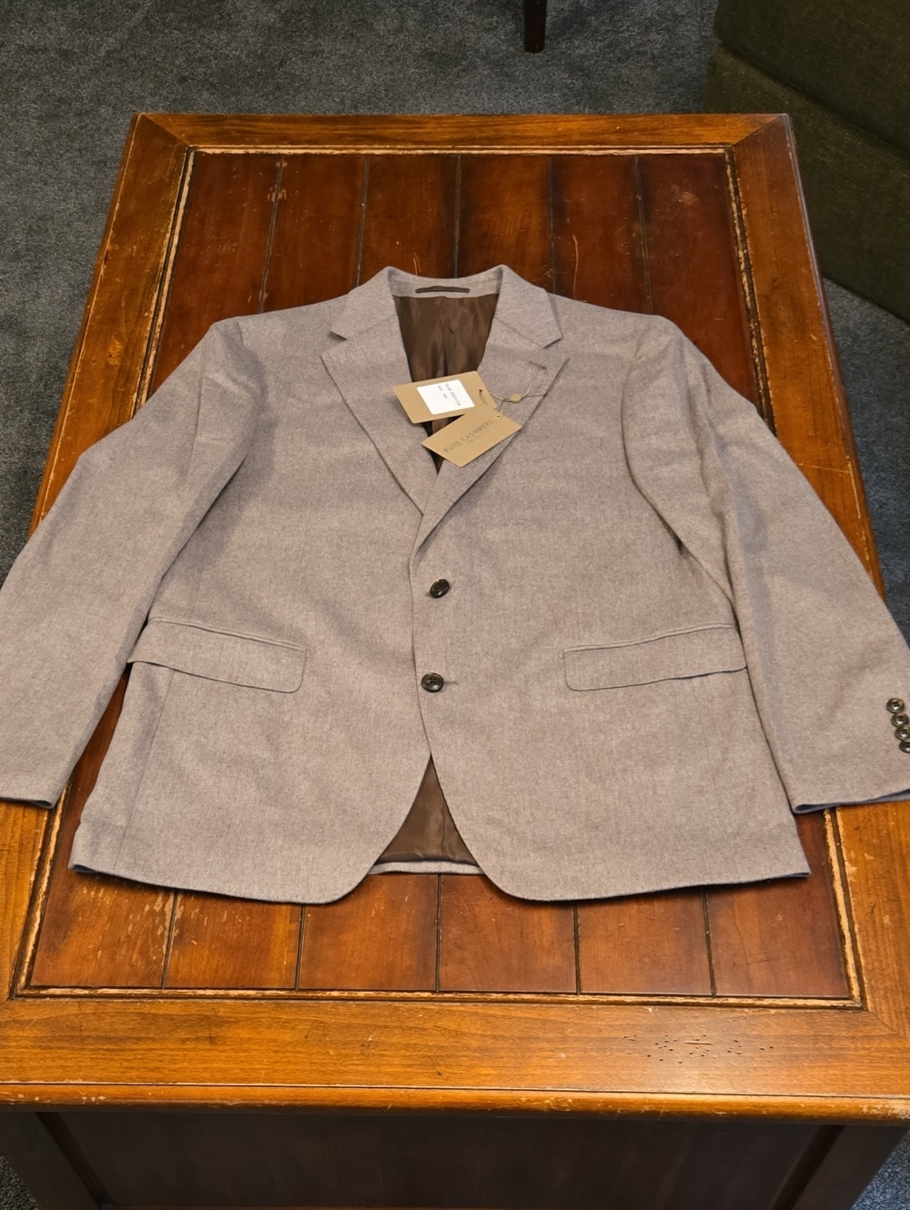 Reserve by Patrick James Men's Light Gray Two-Button 100% Cashmere Sport Coat
